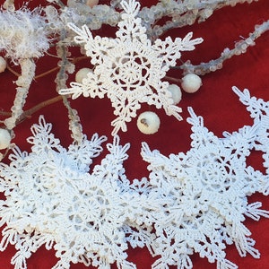 Hand Crochet Lace Snowflakes - Set of 12 White Christmas Ornaments