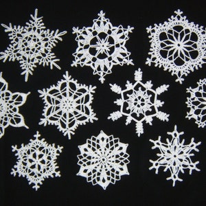 Set of 10 Crochet Snowflakes, Christmas Ornaments, Window Decor