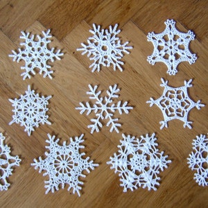 Set of 10 Crochet Snowflakes, Christmas Ornaments, Window Decor
