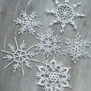Set of 6 crocheted snowflakes, Christmas decorations, Crocheted Snowflake, Christmas, home decor, Christmas, Home Decoration, white, snow