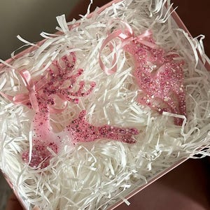 Handmade Resin Christmas Ornaments: Set of 3 Pink Ornaments, Holiday Decor