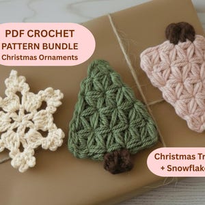 Crochet Christmas Ornaments Pattern (2 in 1 Bundle) Crochet Christmas Tree Pattern Crochet Snowflake Pattern (Digital Download) PDF